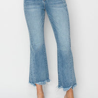 High-Rise Seam Detail Crop Flare Jean - Light