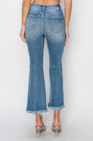 High-Rise Crop Flare Ankle Fray Hem Jean
