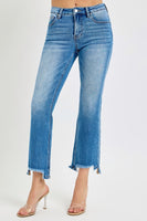 Tummy Control Crop Bootcut Fray Hem Jean
