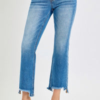 Tummy Control Crop Bootcut Fray Hem Jean