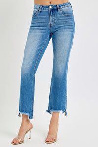 Tummy Control Crop Bootcut Fray Hem Jean