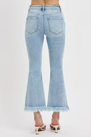 Tummy Control High-Rise Crop Flare Fray Jeans - Light
