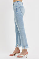 Tummy Control High-Rise Crop Flare Fray Jeans - Light
