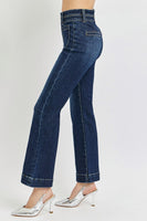 High-Rise Ankle Bootcut Double Waistband Jeans - Dark
