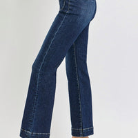 High-Rise Ankle Bootcut Double Waistband Jeans - Dark