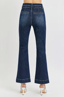 High-Rise Ankle Bootcut Double Waistband Jeans - Dark
