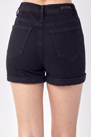 Risen - High-Rise Black Rolled Shorts
