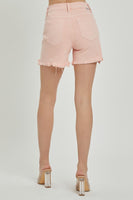 Risen - High-Rise Soft Pink Distressed Short
