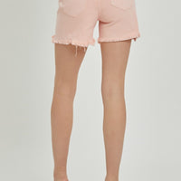 Risen - High-Rise Soft Pink Distressed Short