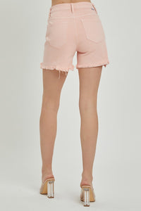 Risen - High-Rise Soft Pink Distressed Short