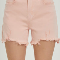 Risen - High-Rise Soft Pink Distressed Short