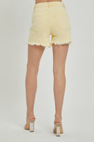 Risen - High-Rise Pale Yellow Cross Over Shorts
