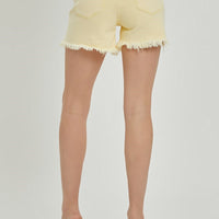 Risen - High-Rise Pale Yellow Cross Over Shorts