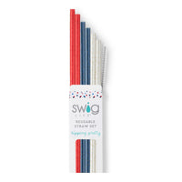 Red, White & Blue Glitter Straw Set