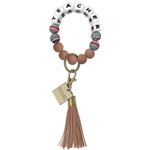 Silicone Beaded Bracelet Key Chain - Teacher