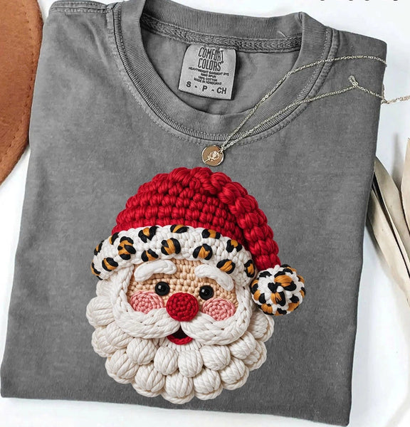 Santa Claus t-shirt

Leopard print Santa tee

Faux yarn Christmas shirt

Comfort Colors unisex t-shirt

Holiday graphic tee

Christmas casual shirt

Festive cotton tee

Holiday party t-shirt

Cute Santa Christmas shirt

Cozy seasonal tee