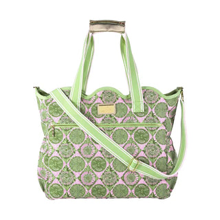 Scallop Cooler Tote - Tropical Tiles
Print | Tropical Tiles — a vibrant Lilly Pulitzer signature print
Size | 20.25" W x 15" H (51.4 cm x 38.1 cm)
Exterior | Durable water-resistant canvas
Interior | PEVA insulated lining to keep contents cool and fresh
Pockets | Zippered front pocket; elastic side pockets; interior mesh pouch (10" W x 6" H) with lobster clip attachment
Carrying Options | Two cotton carry handles; adjustable, removable crossbody strap (extends up to 57" / 144.8 cm)