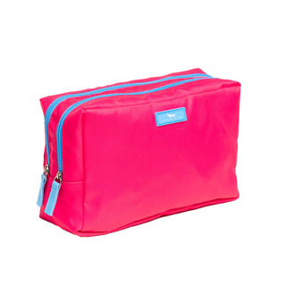 SCOUT two-way toiletry bag with two zipper compartments, rectangular design that stands upright for organized travel essentials. SCOUT toiletry bag, two compartment toiletry bag, travel toiletry organizer, cosmetic travel bag, upright toiletry bag, SCOUT bags, Sweet Southern Charm travel accessories
