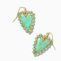 Beaded Ansley Drop Earring Gold in Sea Green Chrysocolla