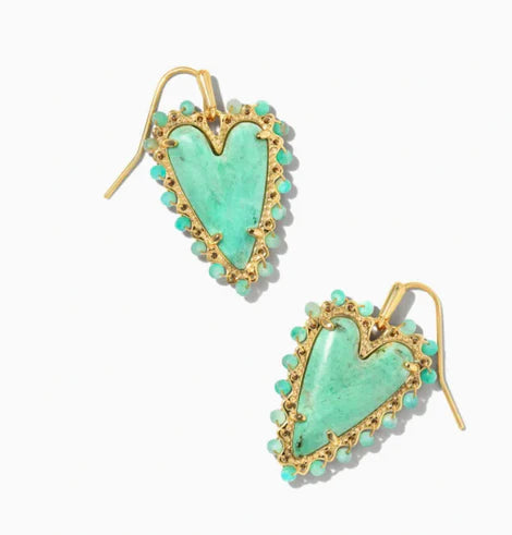 Beaded Ansley Drop Earring Gold in Sea Green Chrysocolla