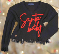 Knit V-Neck Sweater - Santa Baby
