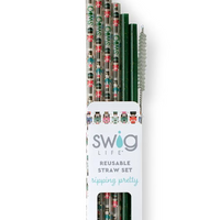 Classic Nutcracker + Green Glitter Reusable Straw Set