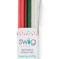 Christmas Glitter Reusable Straw Set