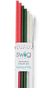 Christmas Glitter Reusable Straw Set