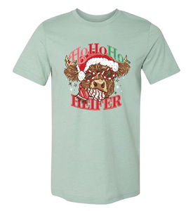 Ho Ho Ho Heifer Front Pattern Tee