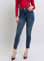 High-Rise Tummy Control Step Hem Skinny
