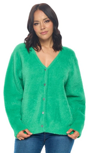 Marisol Fuzzy Cardigan - Green