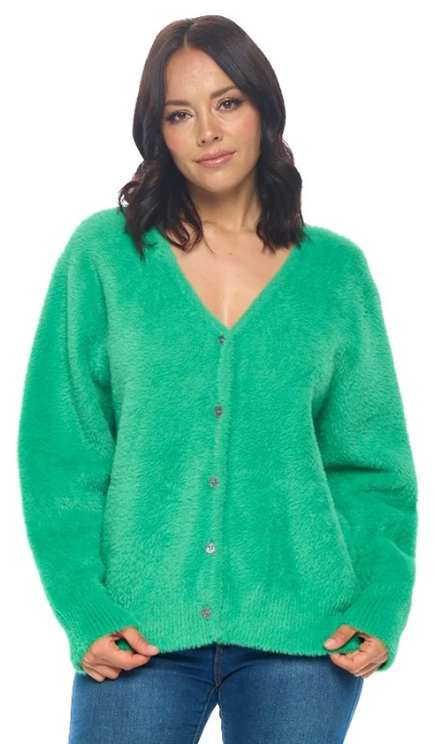 Marisol Fuzzy Cardigan - Green