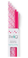 Falling In Love + Pink Reusable Straw Set
