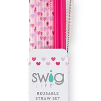 Falling In Love + Pink Reusable Straw Set