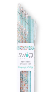 Scrub Life + Aqua Glitter Reusable Straw Set