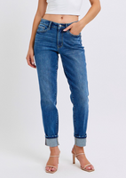 Mid-Rise Vintage Wash Boyfriend Jean with Cuff
