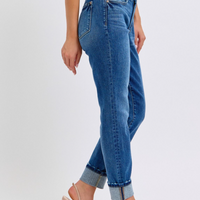 Mid-Rise Vintage Wash Boyfriend Jean with Cuff