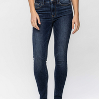 Mid-Rise Raw Hem Skinny