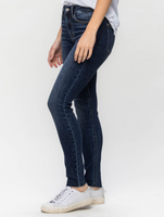 Mid-Rise Raw Hem Skinny
