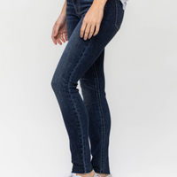 Mid-Rise Raw Hem Skinny