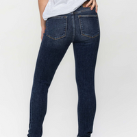 Mid-Rise Raw Hem Skinny