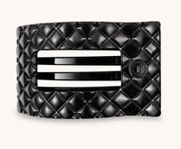 Quilted Rectangle Flat Clip - Jet Black
