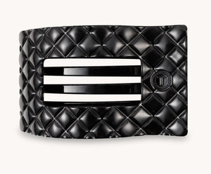 Quilted Rectangle Flat Clip - Jet Black