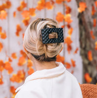 Quilted Rectangle Flat Clip - Jet Black
