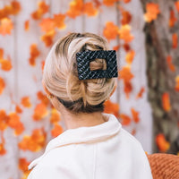 Quilted Rectangle Flat Clip - Jet Black