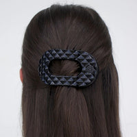 Quilted Flat Round Clip - Jet Black