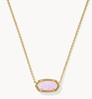Elisa Gold Necklace in Blush Pink Opal