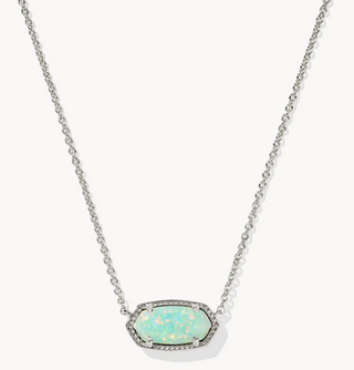 Elisa Silver Necklace in Green Kyocera Opal