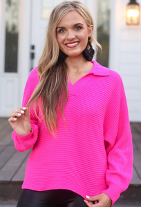 Zander Collared Sweater - Pink