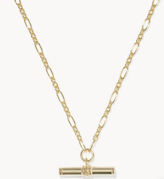 Bree Gold Metal T Bar Short Pendant Necklace